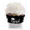 Big Dot of Happiness Black and White Graduation Party Decorations - Party Cupcake Wrappers - Set of 12